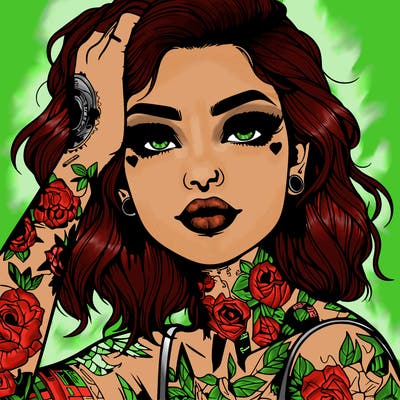 realistic girl with tattoos all over