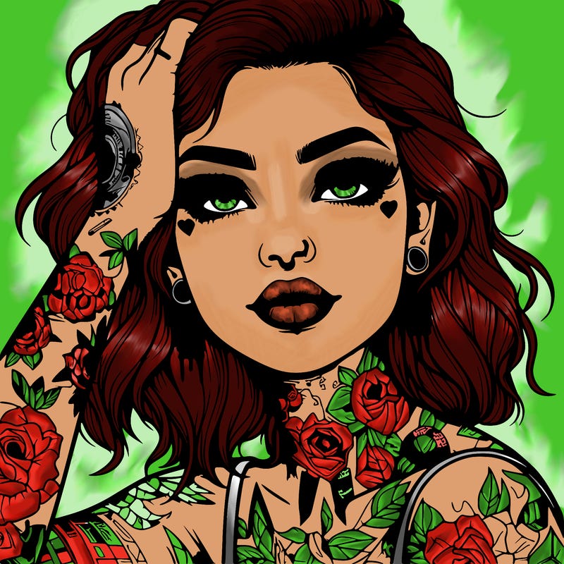 realistic girl with tattoos all over