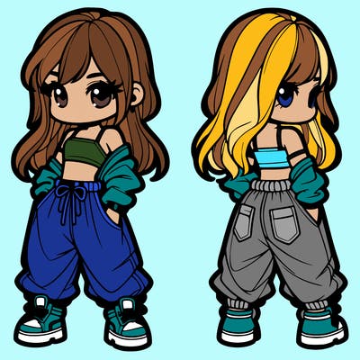 girl in crop top and baggy pants