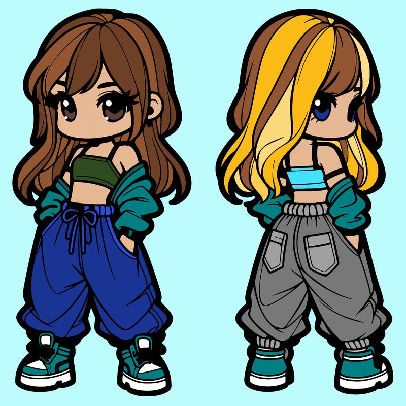 girl in crop top and baggy pants