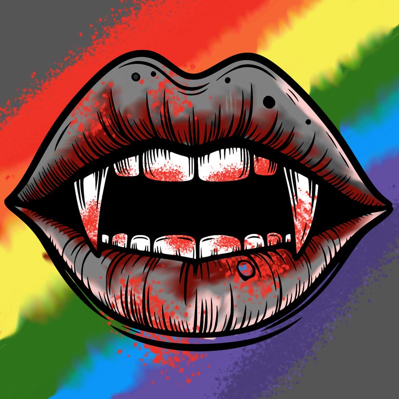 lips with vampire teeth