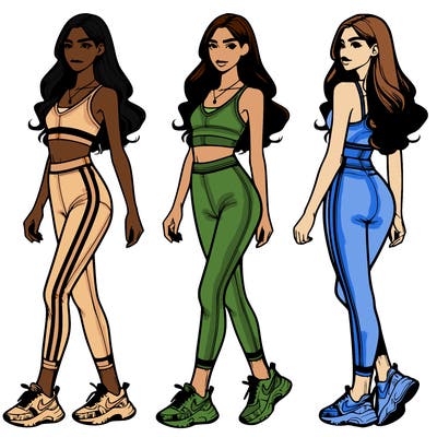 skinny girl with lulu lemon leggings on and a crop top and nike shoes and long hair