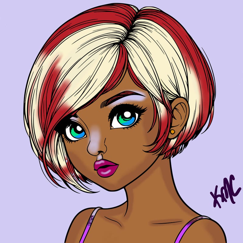 realistic girl with really short hair