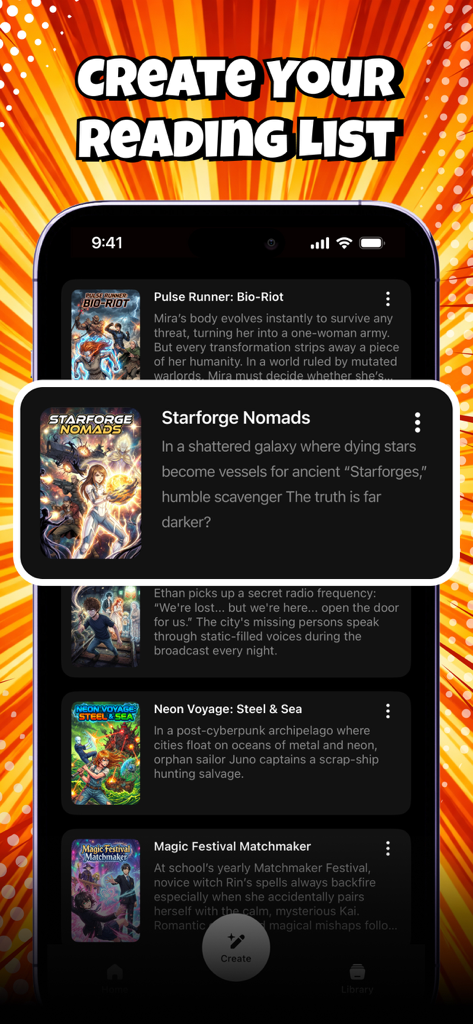 User interface of Sakura app showing a personalized manga reading list on a smartphone.
