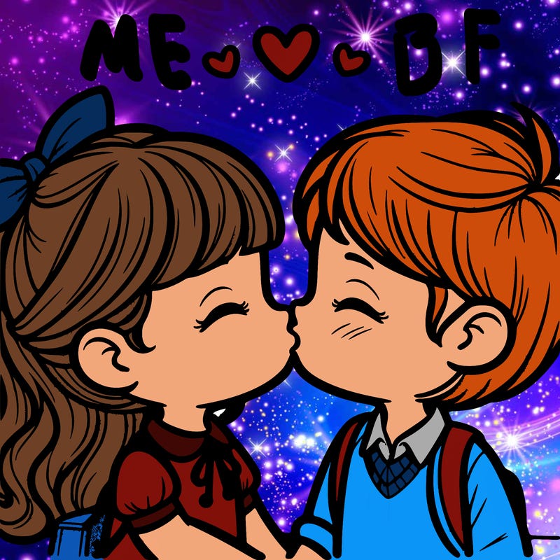 boy and girl kissing