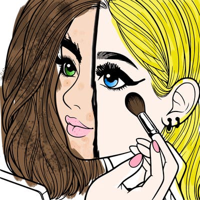 a realistic girl doing her makeup