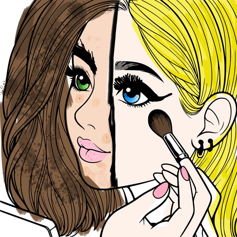 a realistic girl doing her makeup