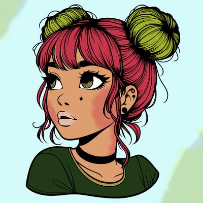 realistic girl with spacebuns
