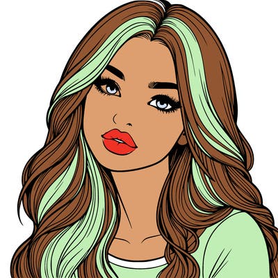 realistic girl with hair on her hair and lips