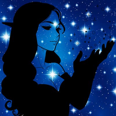 realistic elf girl doing magic