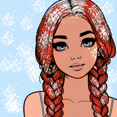 realistic girl with braids