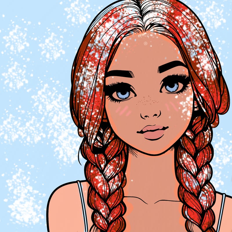 realistic girl with braids