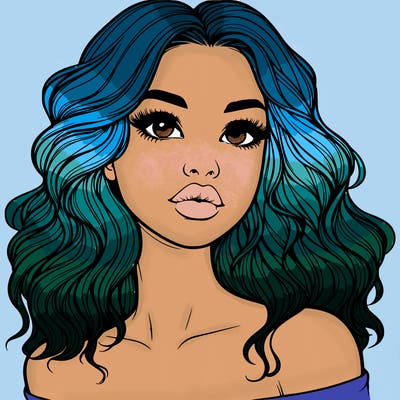realistic girl with wavy hair and lips