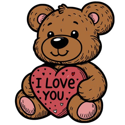 teddy bear holding an i love you heart