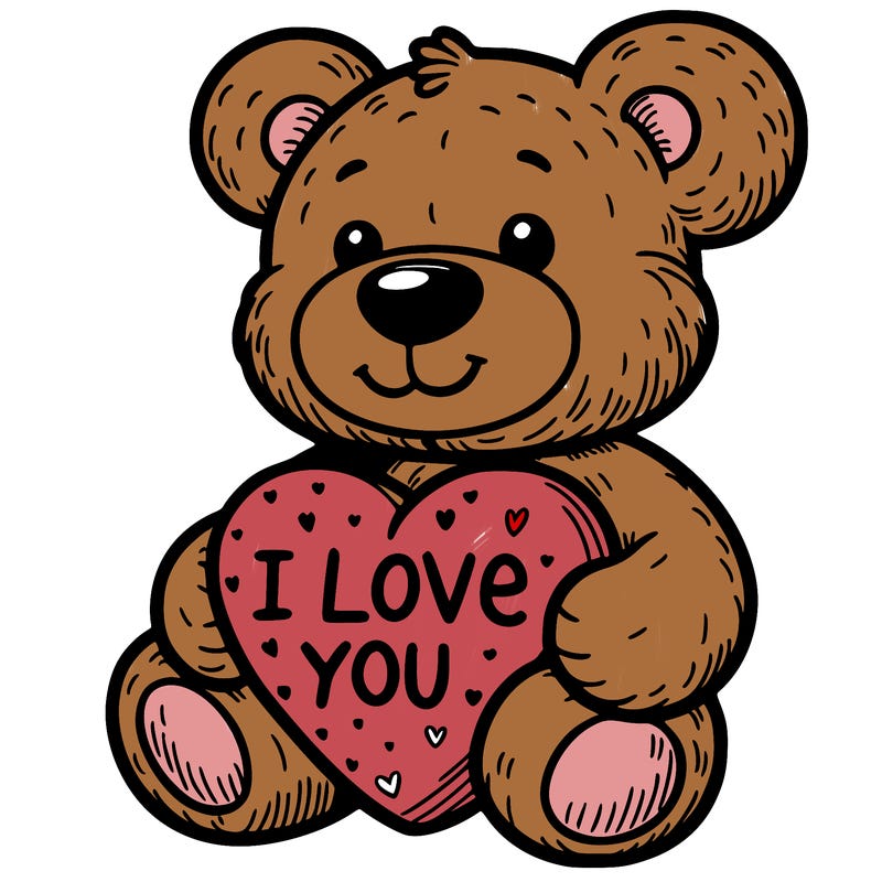 teddy bear holding an i love you heart