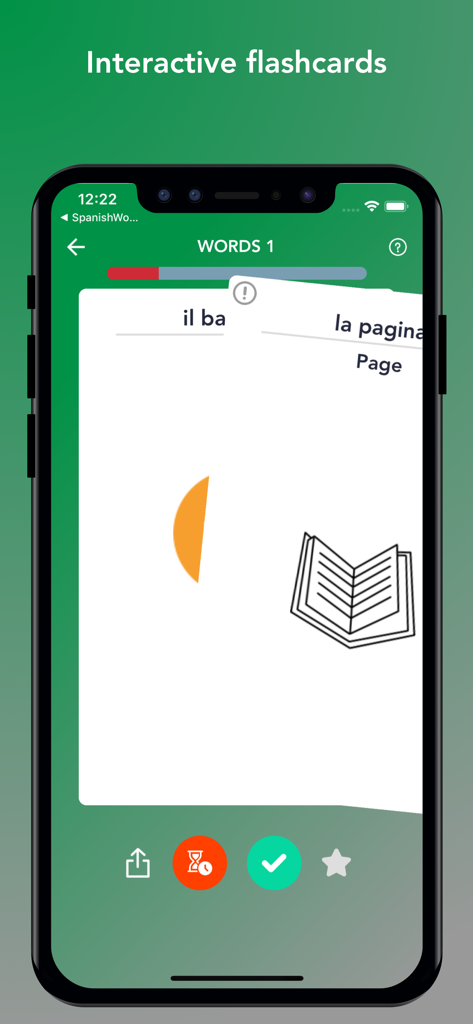 Tobo: Learn Italian Vocabulary - Mobile app interface showing interactive Italian vocabulary flashcards.