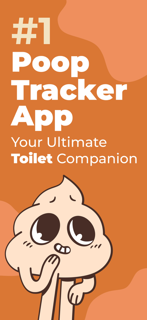PooPal: Poop Log - PooPal app splash screen with a cute cartoon poop character and the text Number 1 Poop Tracker App Your Ultimate Toilet Companion