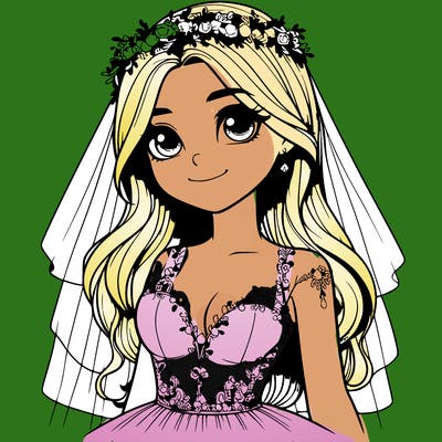 realistic girl in a wedding dress