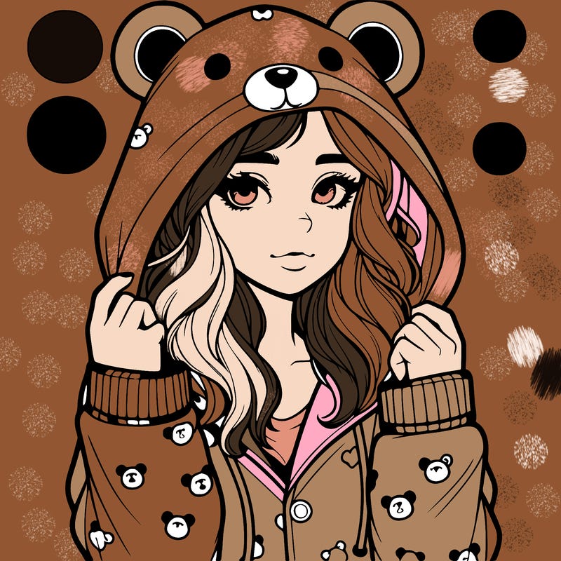realistic girl in a animal pjs hoodie