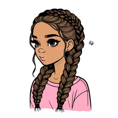 realistic girl with braids