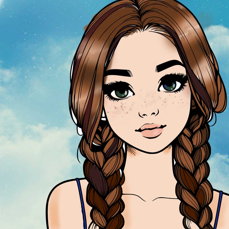 realistic girl with braids