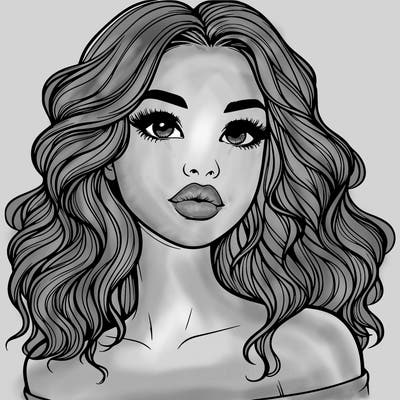 realistic girl with wavy hair and lips