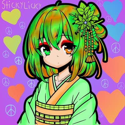 anime girl with a kimono on