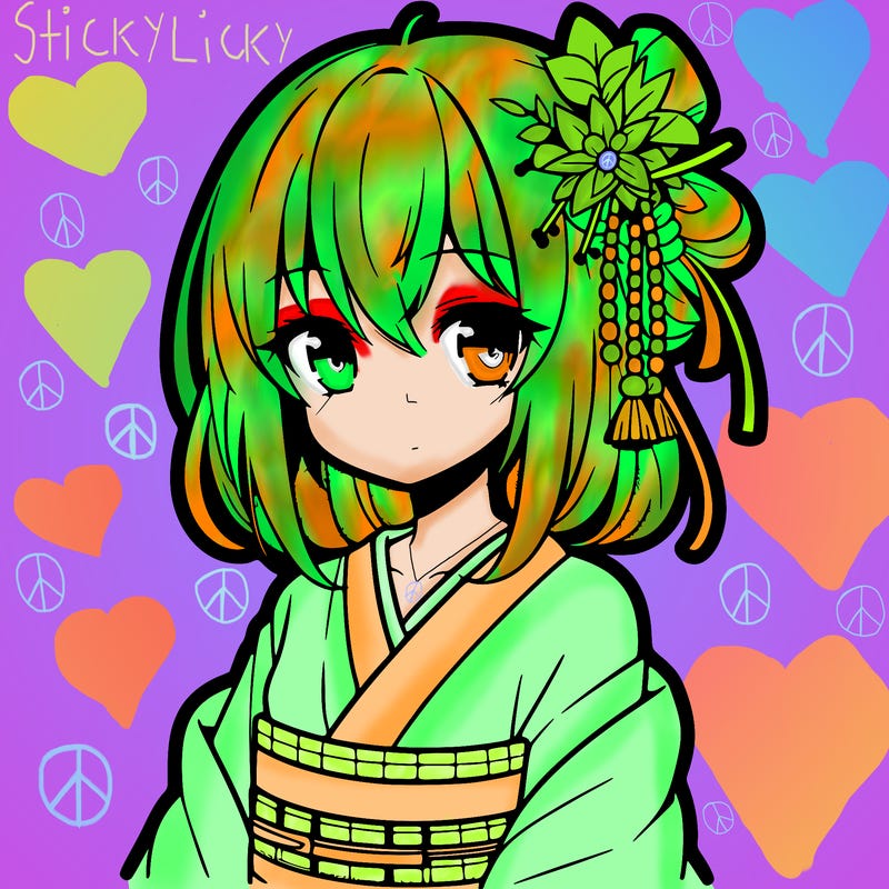 anime girl with a kimono on