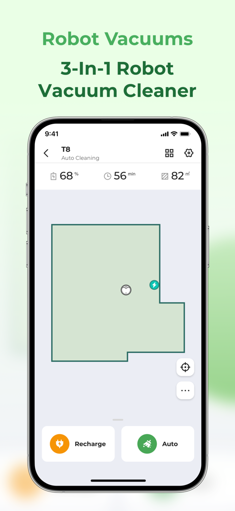 Vactidy - Vactidy app interface showing a real time cleaning map and robot vacuum status