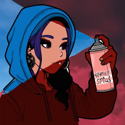 a realistic girl, spray painting