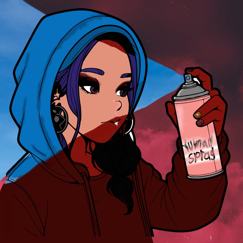 a realistic girl, spray painting