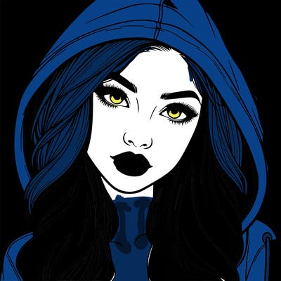 realistic beautiful girl with a hood on