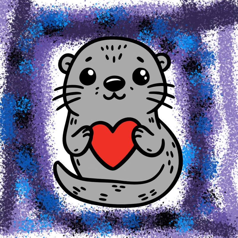 otter with a heart