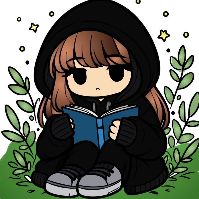girl in oversized hoodie reading a book