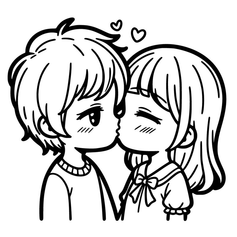 girl and boy kissing