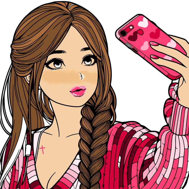 realistic girl, taking a selfie