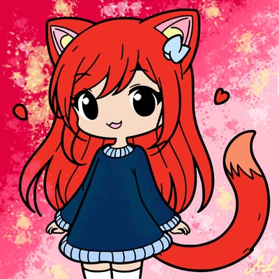 girl with cat ears and tail
