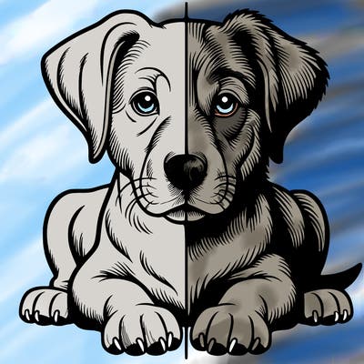 realistic dog split picture