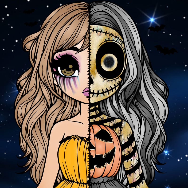 realistic girl halloween split