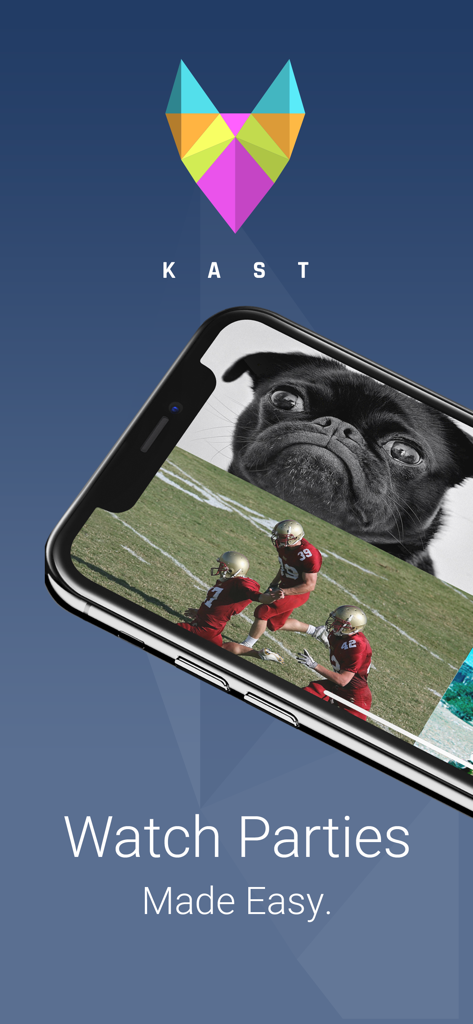 Kast - Watch Together - Kast app logo and mobile interface for synchronous watch parties