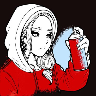 a realistic girl, spray painting