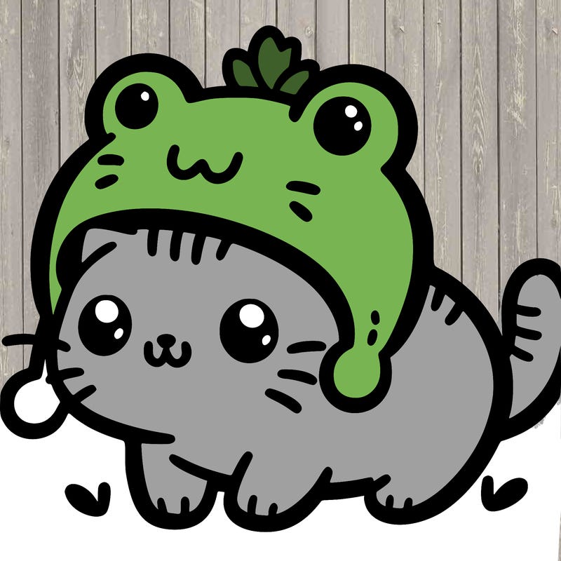 cute cat with frog hat