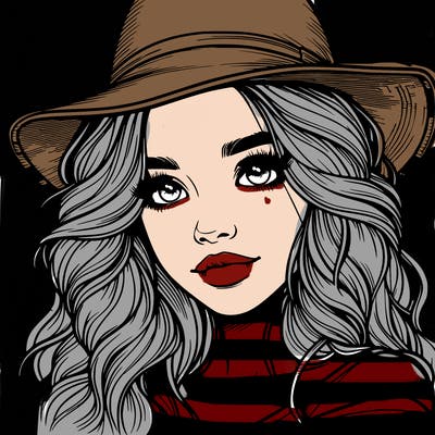 realistic girl with hat