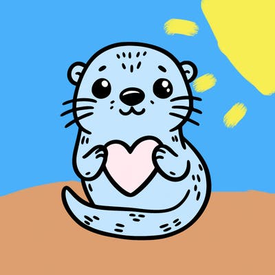 otter with a heart