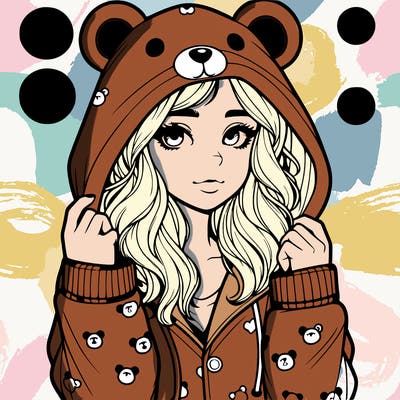 realistic girl in a animal pjs hoodie