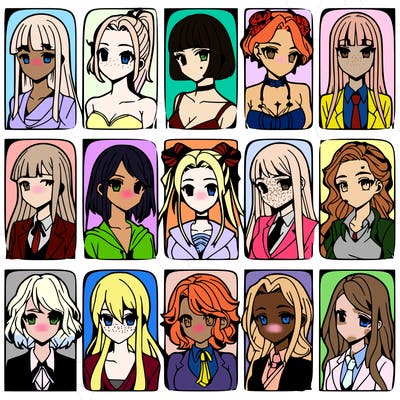 girls that look diffrent anime