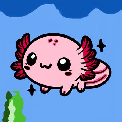 cute easy baby axolotl