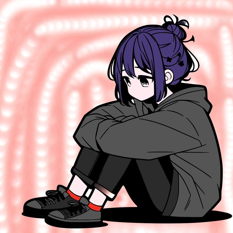 sad anime girl sitting alone