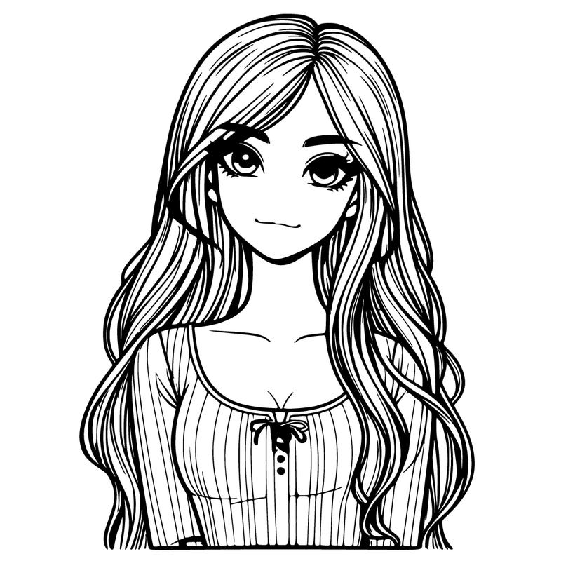 realistic girl with long hair