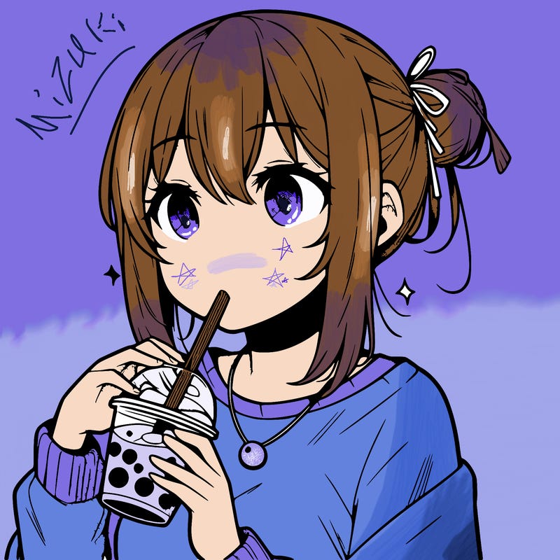 manga character drinking boba